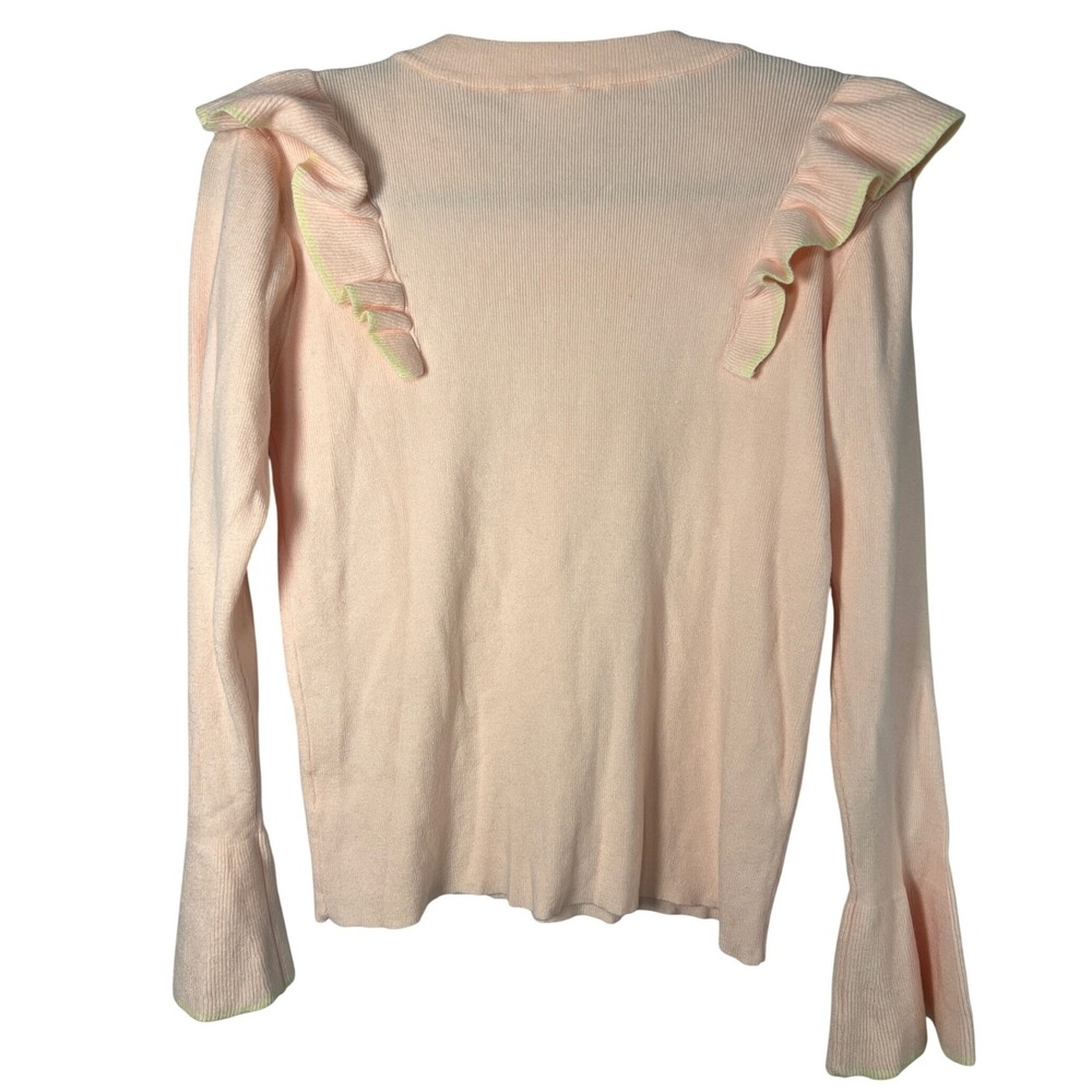 Anniewear Women's Pale Pink Ruffle Cottagecore Soft Chic Crewneck Sweater Medium - Picture 4 of 6